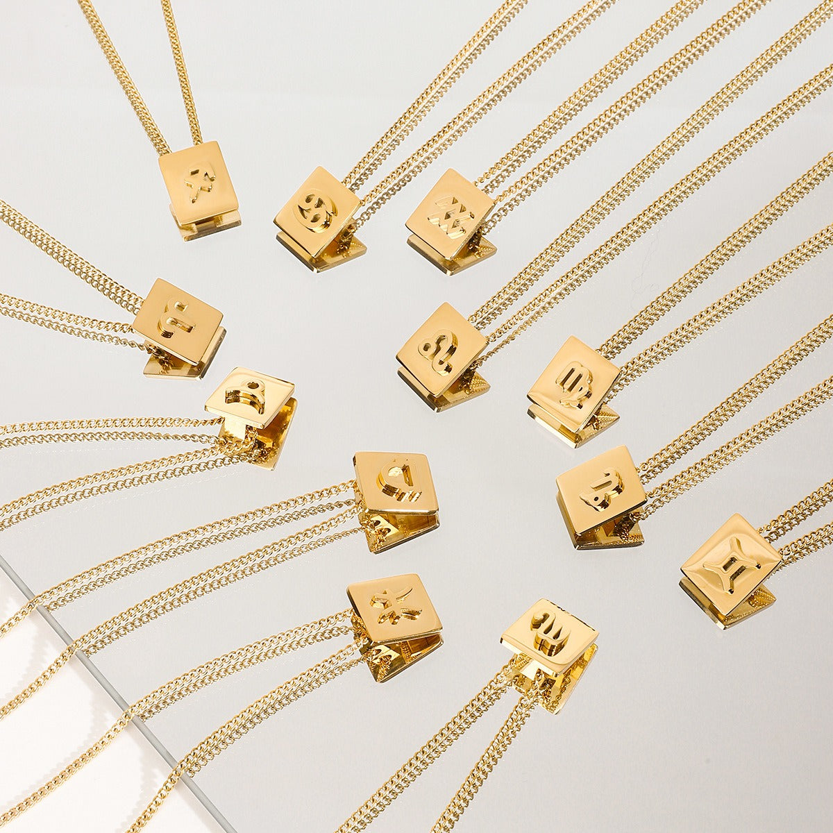 Kaze Zodiac Square Necklace | 18K Gold Celestial Pendant Necklace for Women