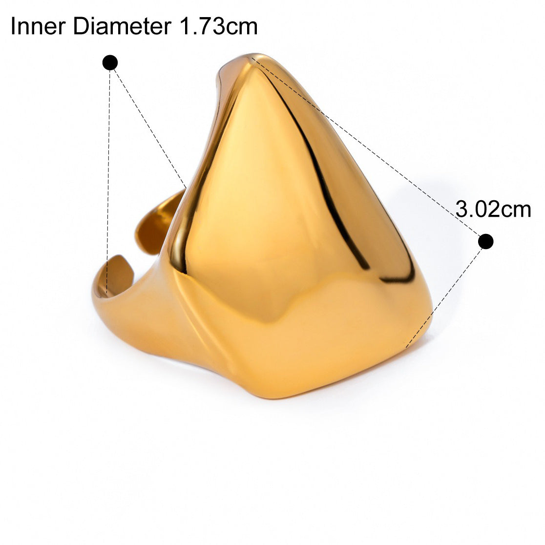 Kaze Simple Trapezoid Open Ring | 18K Gold Minimalist Geometric Ring in Gold &amp; Silver Gold Adjustable