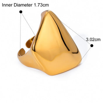 Kaze Simple Trapezoid Open Ring | 18K Gold Minimalist Geometric Ring in Gold &amp; Silver Gold Adjustable