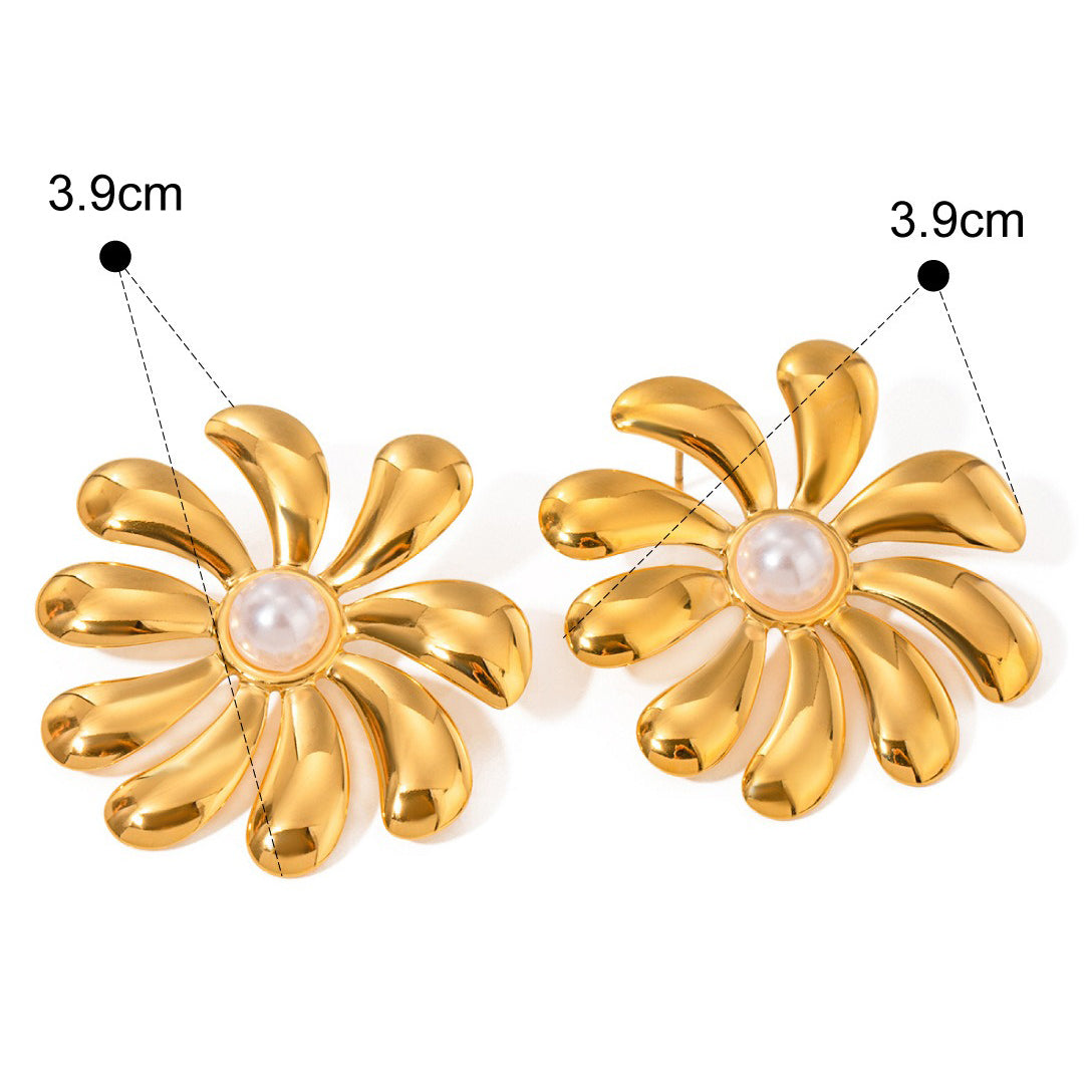 Kaze Retro Feather Diamond Earring and Ring Set | 18K Gold Vintage-Inspired Jewellery Set Earring