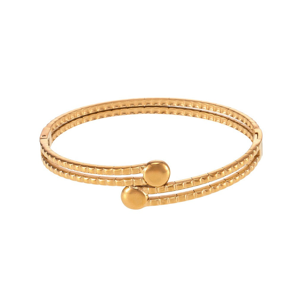 Kaze Double-Layer Textured Bracelet | 18K Gold Adjustable High-End Bracelet in Gold &amp; Silver