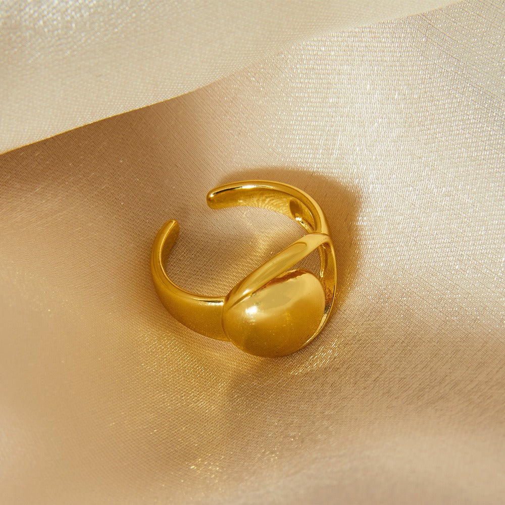 Kaze Geometric Hollow Hip-Hop Style Ring | 18K Gold Stainless Steel Adjustable Statement Ring