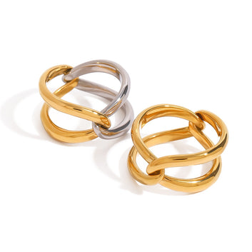 Kaze Double Cross Ring | 18K Gold Geometric X-Design Ring in Gold &amp; Silver
