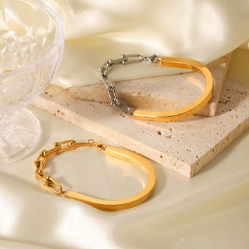 Kaze 18K Gold Horseshoe Buckle Chain Bracelet | U-Shaped Clasp Lucky Bracelet in 2 Styles