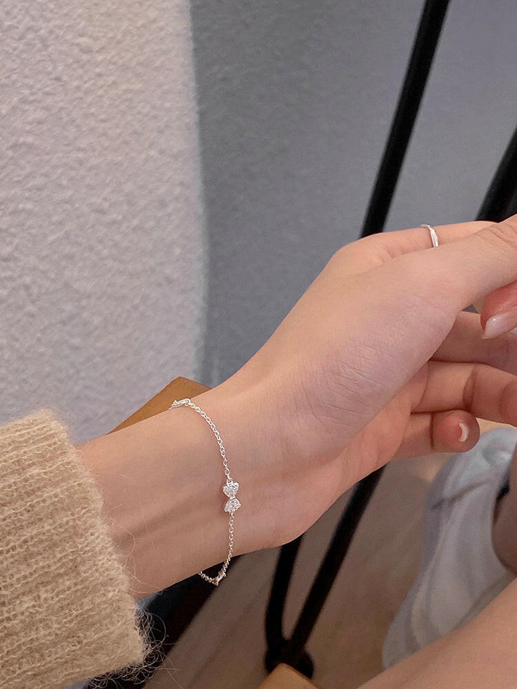 Kaze S925 Sterling Silver Bow Bracelet | Elegant Adjustable Silver Bracelet for Women