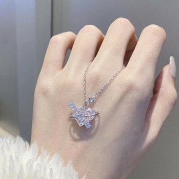 Kaze Planet-Inspired Heart Pendant Clavicle Necklace | Alloy O-Chain Love Planet Necklace X1 Love Planet Necklace