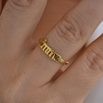 Kaze Personalised Smooth Name Engraved Ring | Custom Name Ring in Silver, Gold &amp; Rose Gold
