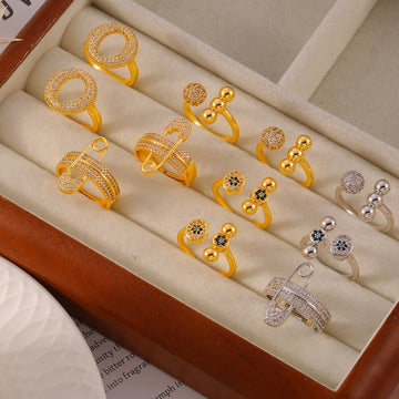 Kaze Diamond-Studded Light Luxury Style Ring | 18K Gold Pin, Ring &amp; Ball Design in 9 Variants