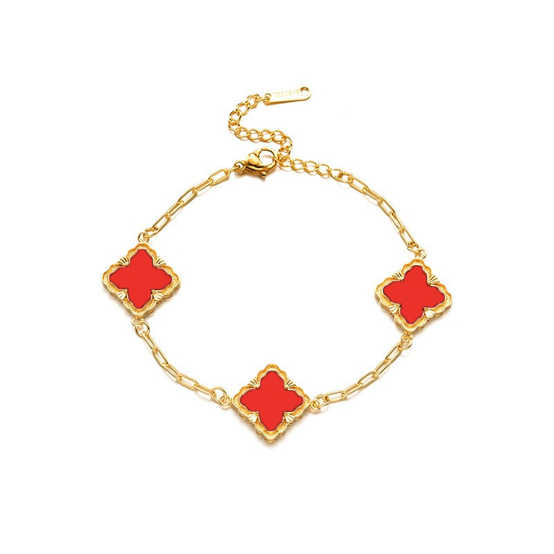 Kaze Four-Leaf Clover Jewellery Set | 18K Gold Necklace, Bracelet, Earrings &amp; Ring