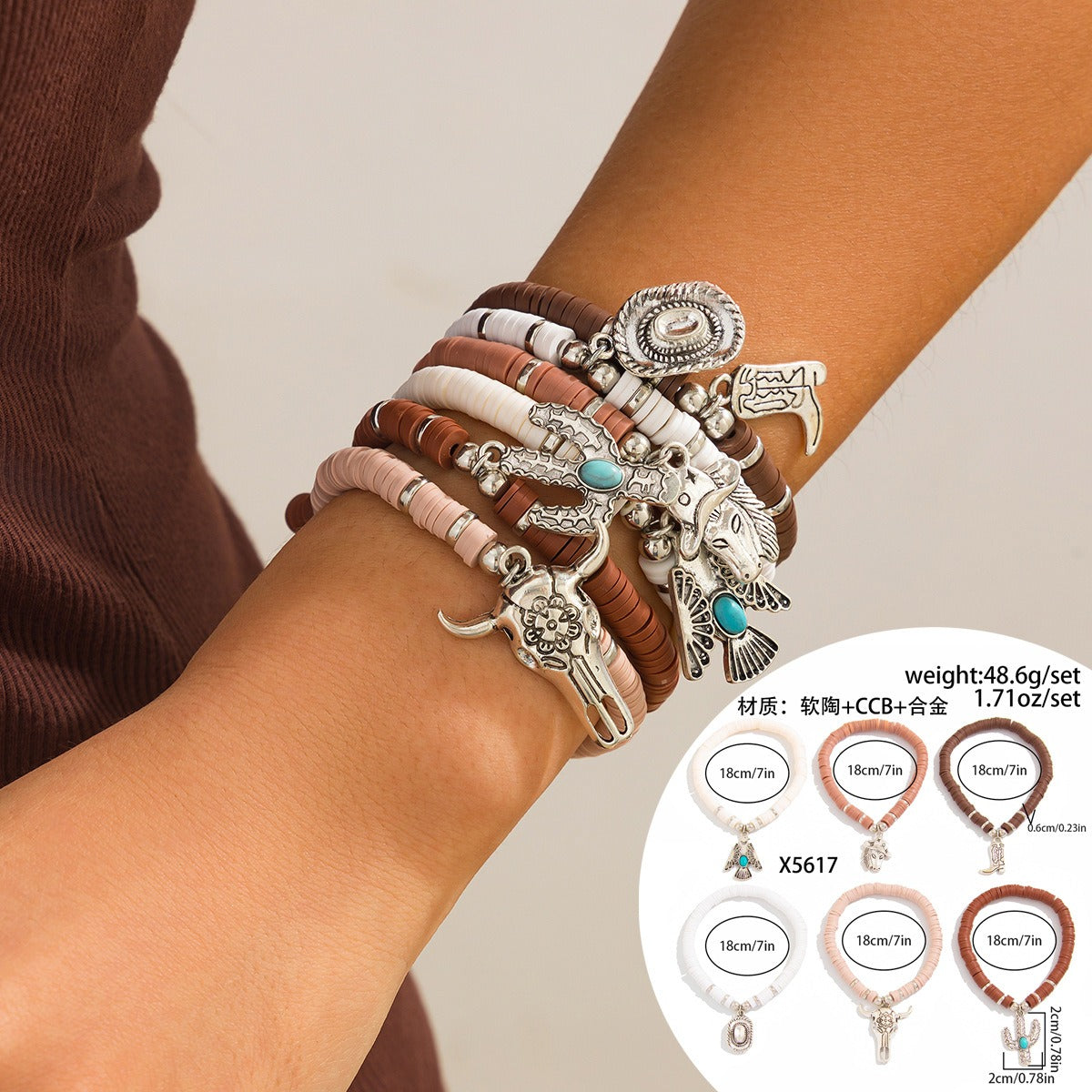 Kaze Retro Ethnic Bull Head Turquoise Beaded Bracelet | S925 Silver Artisan Ethnic Bracelet in 9 Colours Color Mixing17