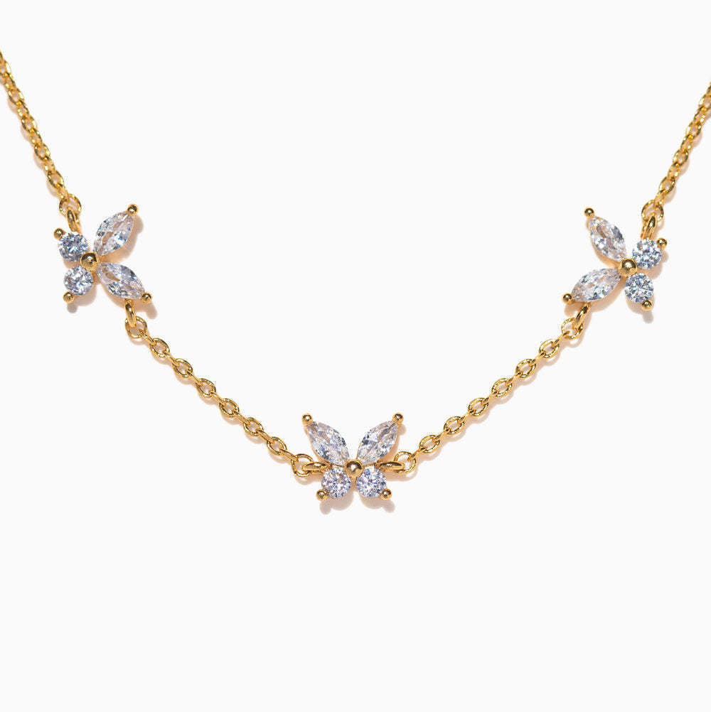 Kaze Love Zircon Butterfly Festival Bracelet | Heart Copper Zircon Bracelet in Gold, Silver &amp; Rose Gold Three Butterfly Bracelet - Gold