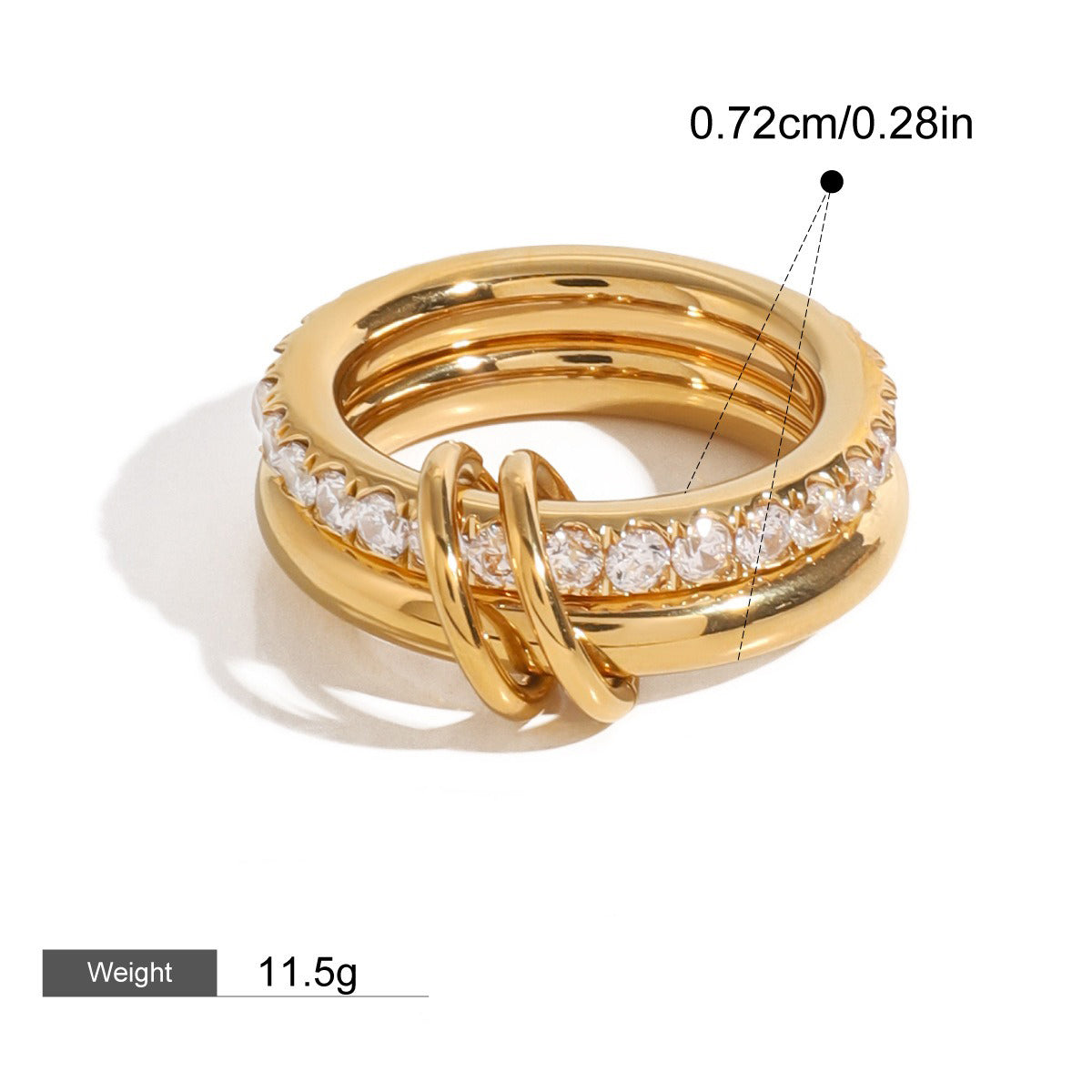 Kaze Geometric Gemstone Ring | 18K Gold Inlaid Statement Ring — 5 Styles Style B-33