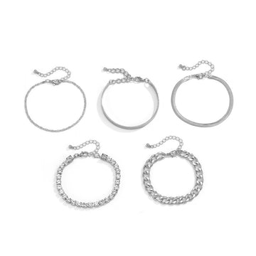 Kaze 18K Gold Retro Snake Bone Chain Diamond Bracelet | 18K Gold &amp; S925 Silver in Gold &amp; White