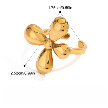 Kaze Light Luxury Titanium Steel Ring and Earring Collection | 18K Gold Ring A, B &amp; Earring Set Ring A
