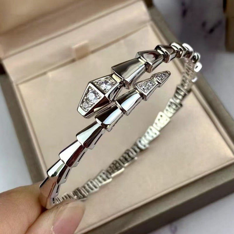 Kaze Snake Bone Diamond Bracelet | 18K Gold Serpent Bracelet in Gold, Rose Gold &amp; Silver