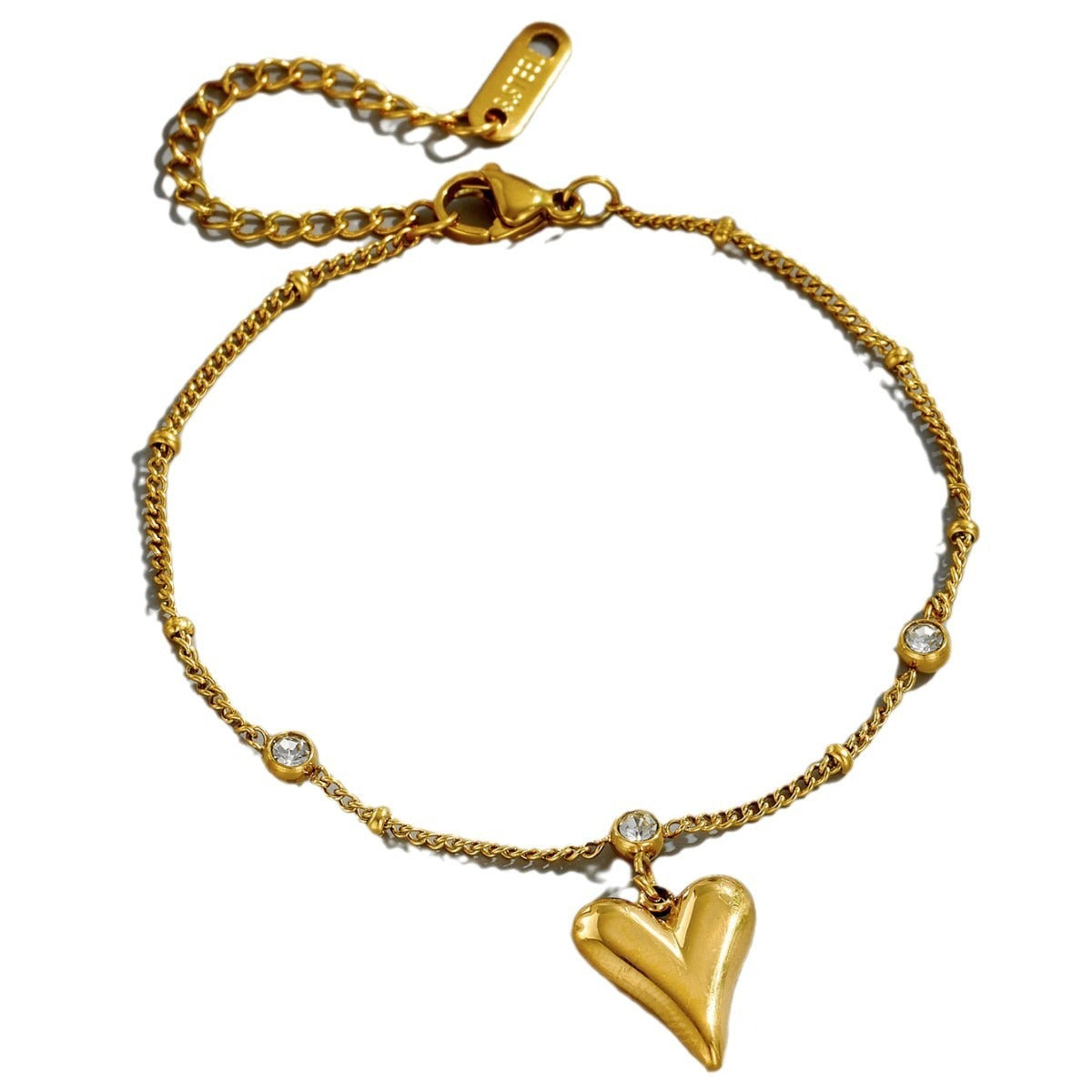 Kaze Zircon Heart Forest Peach Heart Anklet | Sparkling Nature-Inspired Anklet &amp; Bracelet Bracelet