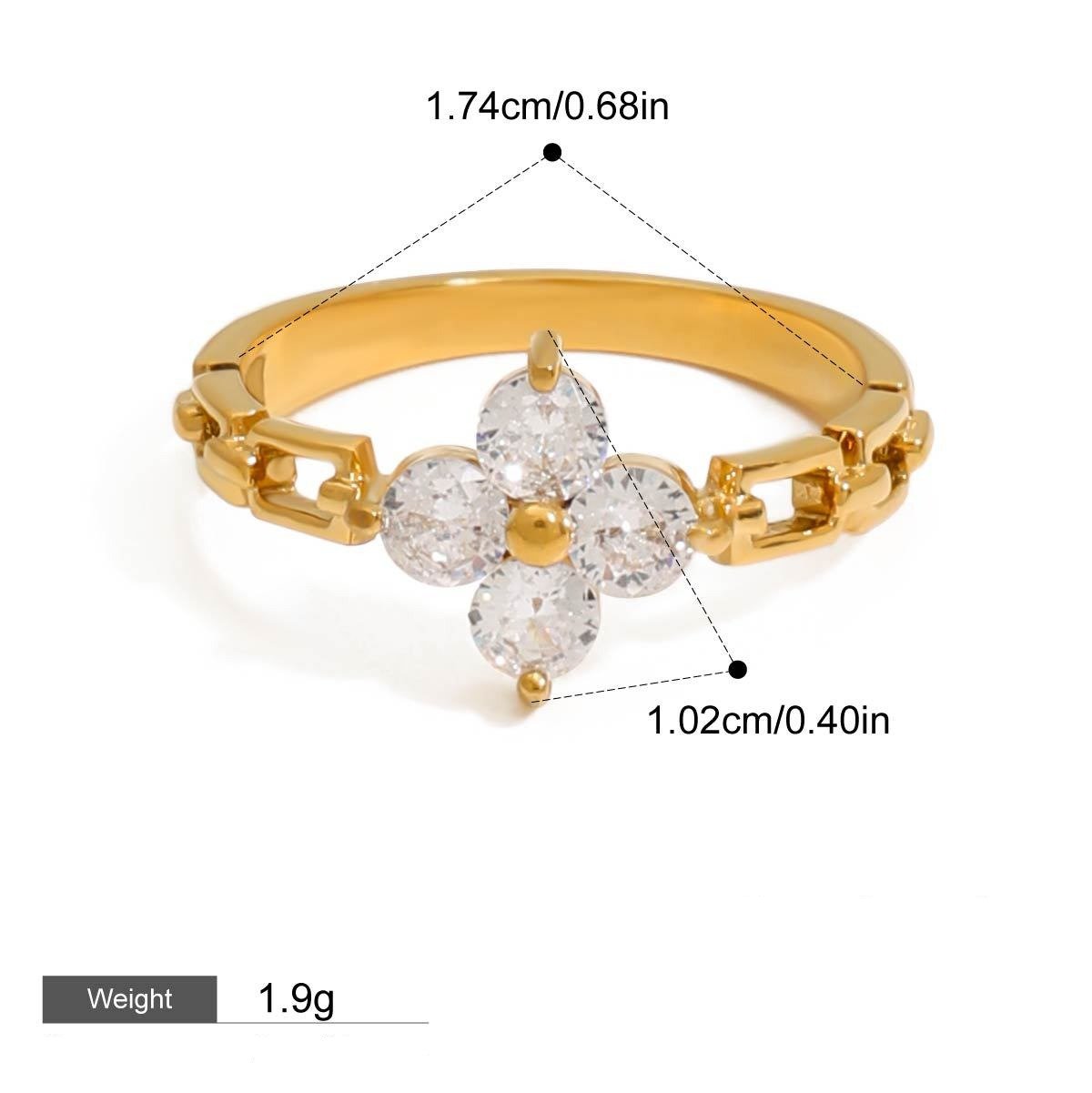 Kaze Flower Gemstone Ring | 18K Gold Floral Ring with Gemstone Detail Flower shape-7US