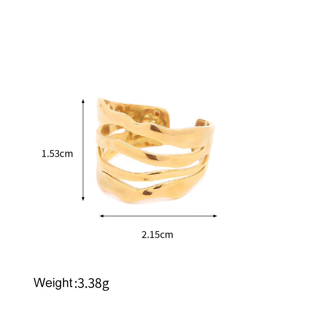 Kaze Fashion Irregular Shape Light Luxury Ring | 18K Gold Bold Ring in 7 Style Variants Style E-09 Adjustable