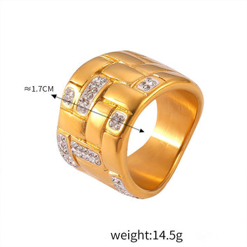 Kaze Noble Geometric Diamond Woven Gemstone Ring | 18K Gold All-Match Ring in 24 Variants Style B-23