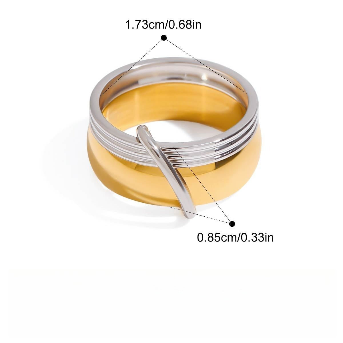 Kaze 18K Gold Pendant Titanium Steel Ring | Graceful Charm Ring in Sizes 6, 7 &amp; 8 US 7US Ring C