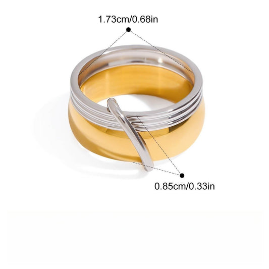 Kaze 18K Gold Pendant Titanium Steel Ring | Graceful Charm Ring in Sizes 6, 7 &amp; 8 US 7US Ring C