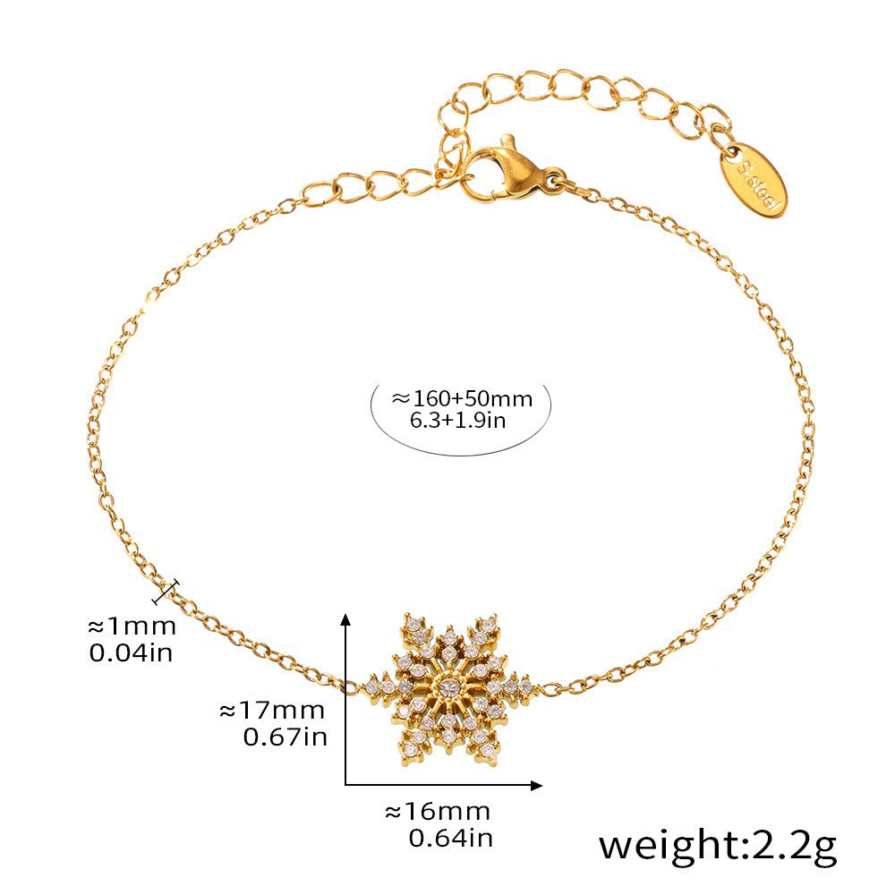 Kaze Snowflake Gemstone Luxury Bracelet | 18K Gold Winter Crystal Bracelet in White &amp; Multicolour White