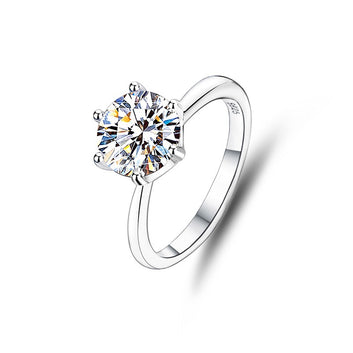 S925 Sterling Silver Classic Six-Prong Elegant Ring