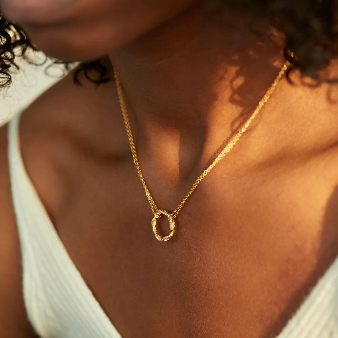 Kaze Twisted Nail Pendant Necklace | S925 Yellow Gold Sterling Silver Necklace