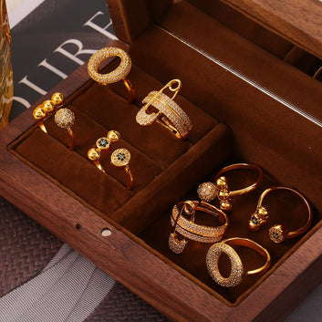 Kaze Diamond-Studded Light Luxury Style Ring | 18K Gold Pin, Ring &amp; Ball Design in 9 Variants