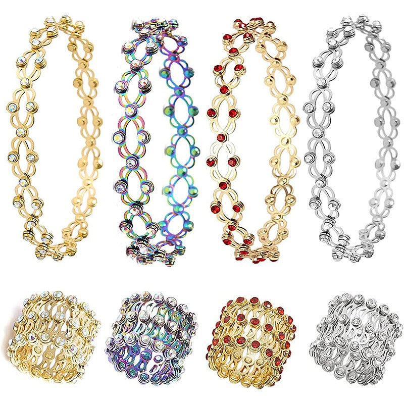 Kaze Retractable Diamond-Studded Bracelet and Ring Set | 18K Gold Innovative Jewellery Set in 5 Styles