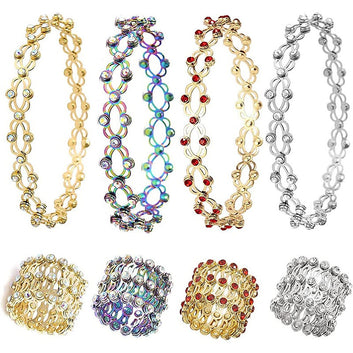 Kaze Retractable Diamond-Studded Bracelet and Ring Set | 18K Gold Innovative Jewellery Set in 5 Styles