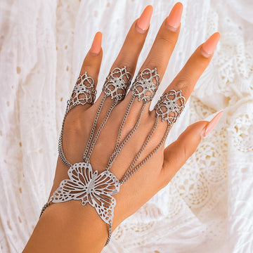 Kaze 18K Gold Halloween Gothic Ghost Cross-Finger Bracelet | Gothic Statement Bracelet in Gold &amp; Silver Silver