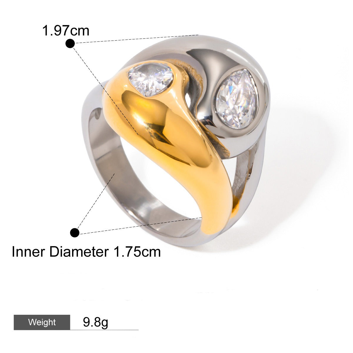Kaze 18K Gold Geometric Fashion Ring Collection | 16 Style Variants in Contemporary Designs Style K-26