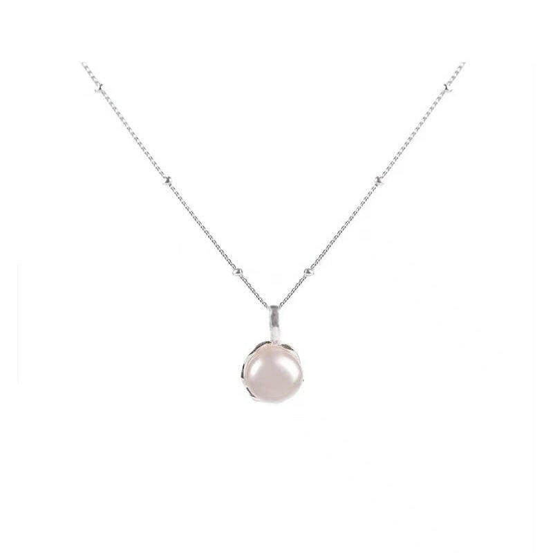 Kaze S925 Irregular Freshwater Pearl Clavicle Necklace | Adjustable Sterling Silver Pearl Necklace