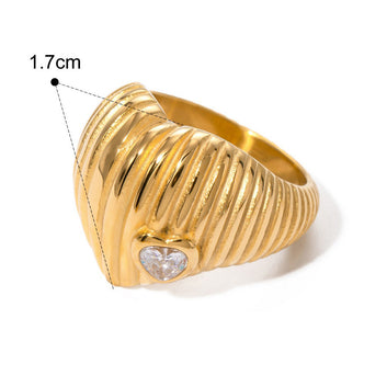 Kaze Hip-Hop Geometric Gemstone Thread Ring | 18K Gold Inlaid Statement Ring in 2 Styles Style B-75