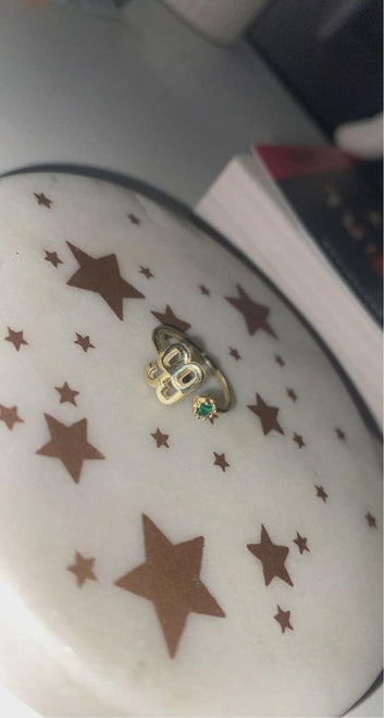 Kaze Personalised Open Ring with Birthstones, Numbers and Letters | Custom Engraved Ring in Silver, Gold &amp; Rose Gold