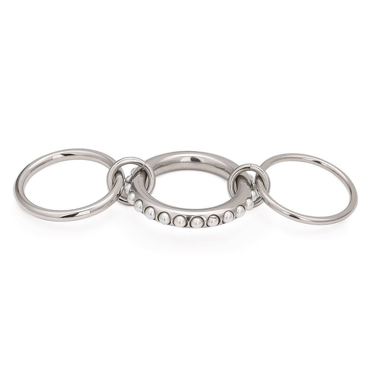 Kaze Three-Ring Interlocking Pearl Ring | 18K Gold Premium Designer Ring in Gold &amp; Silver