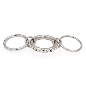 Kaze Three-Ring Interlocking Pearl Ring | 18K Gold Premium Designer Ring in Gold &amp; Silver