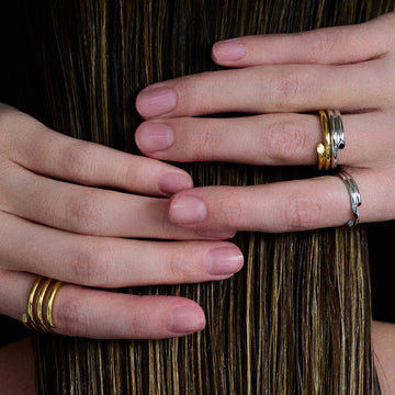 Kaze 18K Gold and Silver Band Ring | Classic Two-Tone Band Ring in Sizes 6–10 US