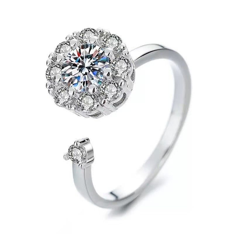 Kaze S925 Silver Rotating Cubic Zirconia Ring | 18K Gold Sterling Silver Spinner Ring in 6 Styles