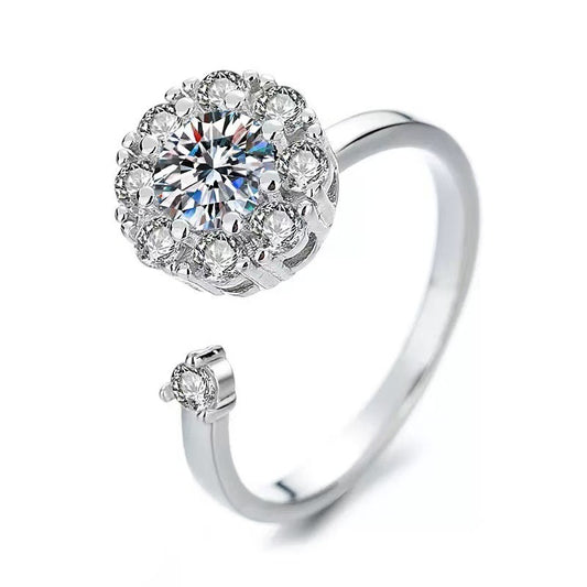 Kaze S925 Silver Rotating Cubic Zirconia Ring | 18K Gold Sterling Silver Spinner Ring in 6 Styles