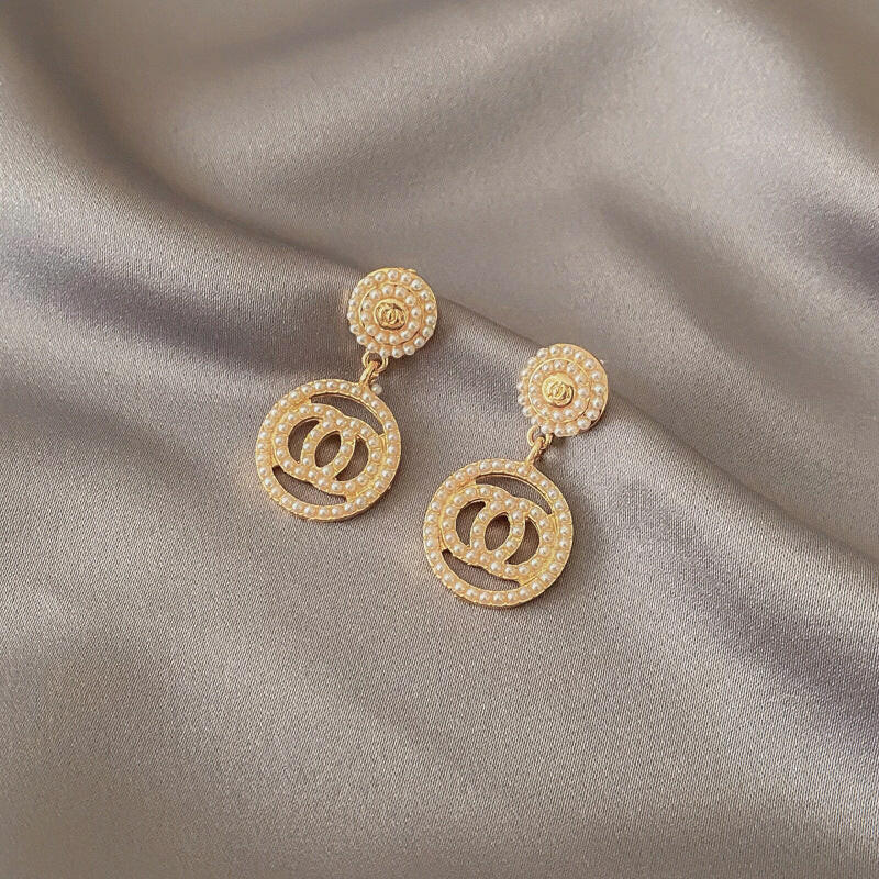 Kaze Geometric Temperament Earrings | Korean Minimalist Earrings in 6 Styles Pearl circle