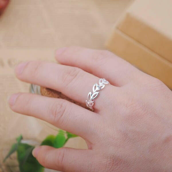 Kaze S925 Sterling Silver Hollow Leaf Ring | Openwork Botanical Silver Ring