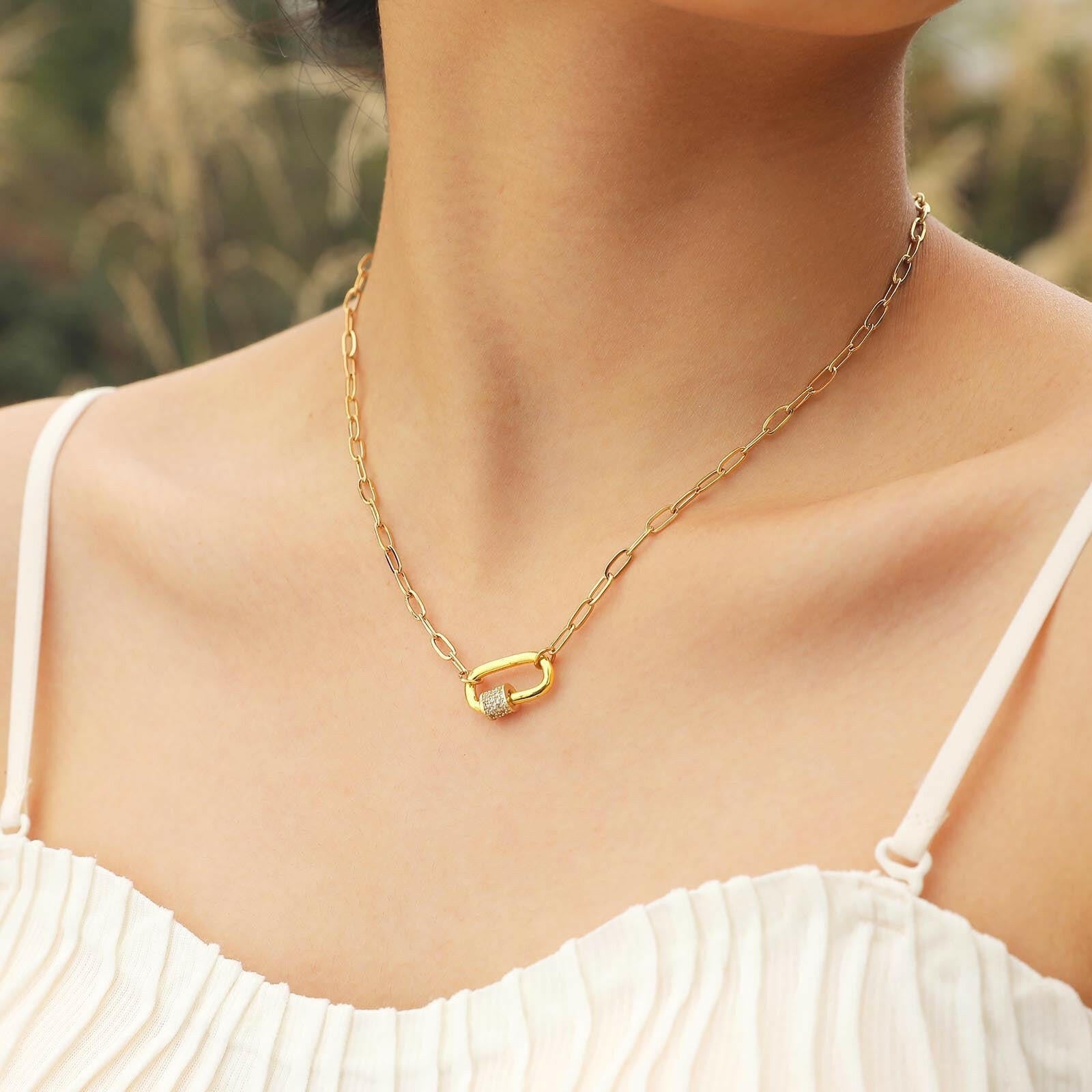 Kaze Geometric Square Stainless Steel Necklace | Minimalist Pendant Necklace in Gold &amp; Silver