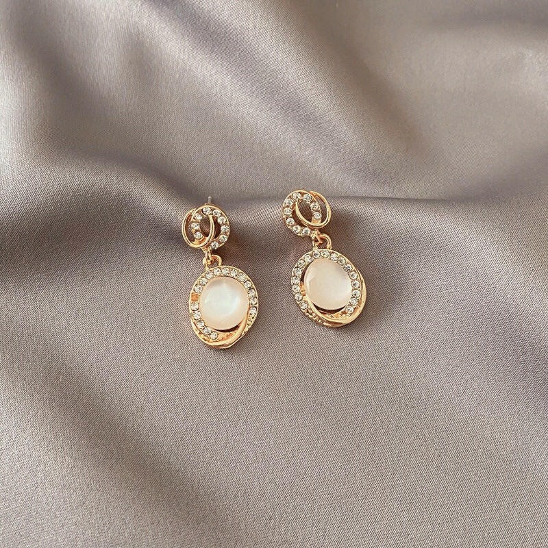 Kaze Geometric Temperament Earrings | Korean Minimalist Earrings in 6 Styles Opal earrings