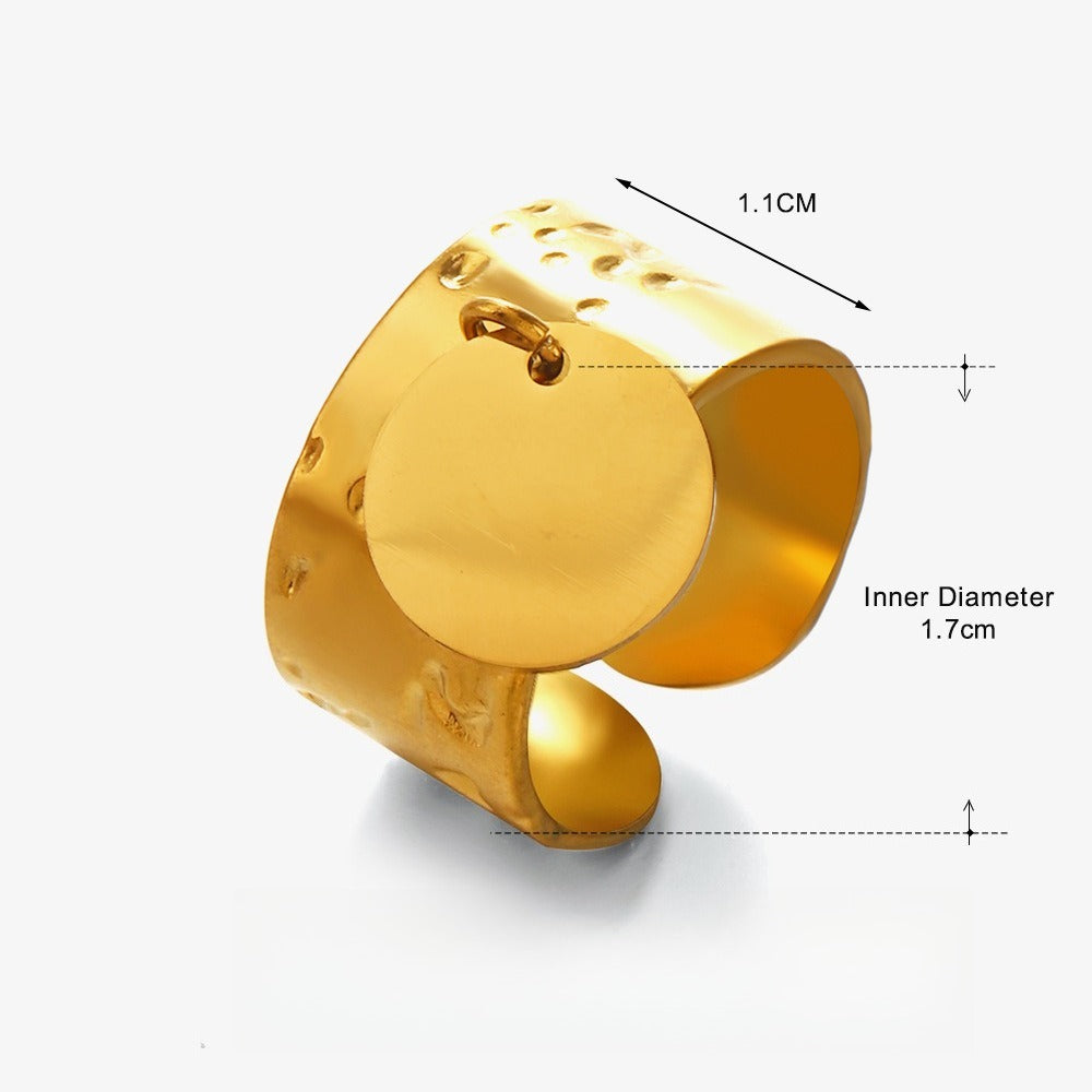 Kaze 18K Gold Geometric Circular Titanium Ring | Adjustable Gold Ring in Ring A &amp; B Ring A Adjustable