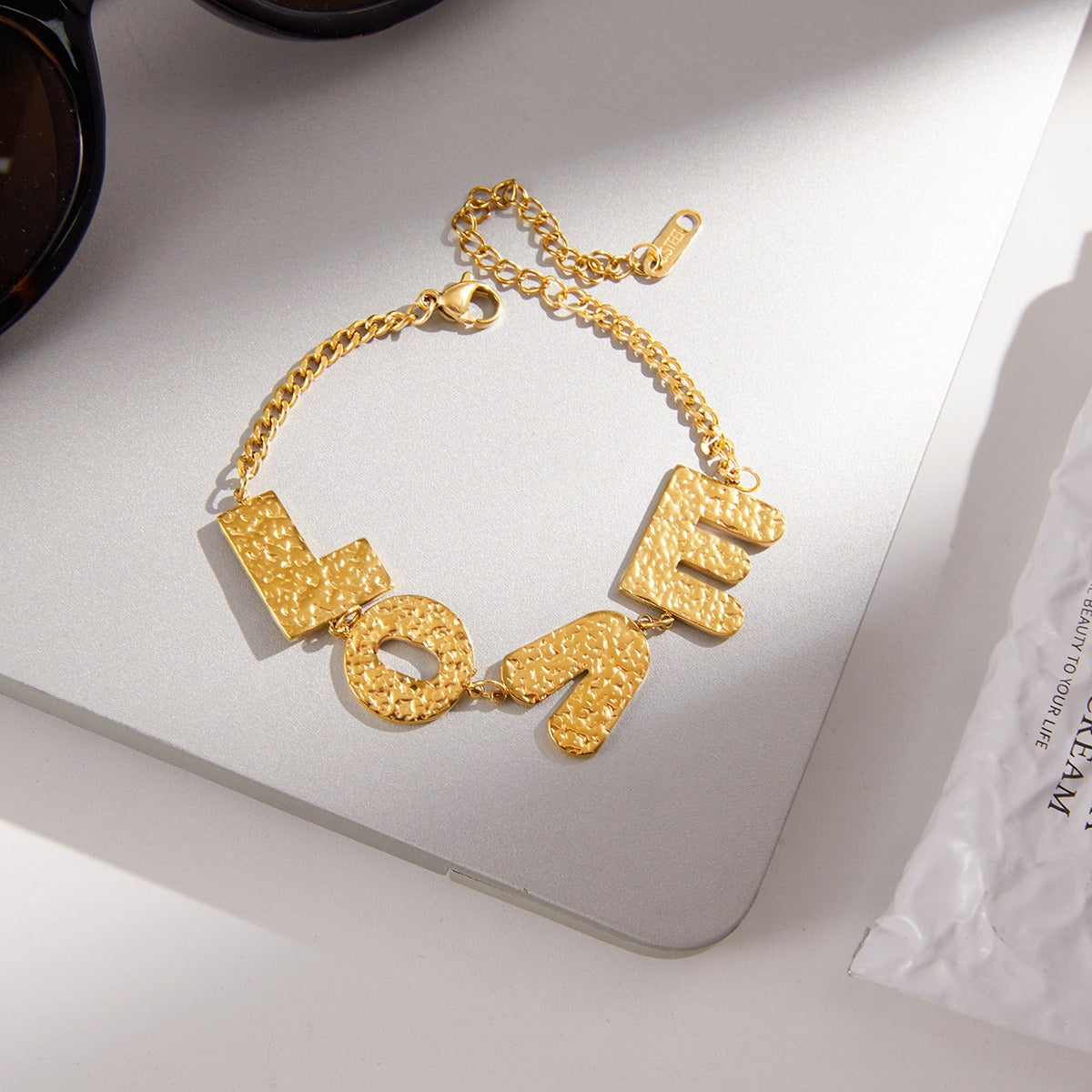 Kaze Letter Design Titanium Bracelet | 18K Gold-Plated Personalised Bracelet