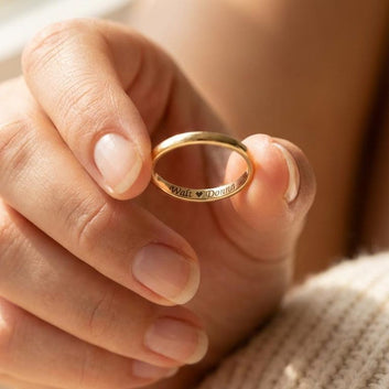 Kaze Custom Engraved Smooth Name Ring | Inside &amp; Outside Personalised Ring in Silver, Gold &amp; Rose Gold