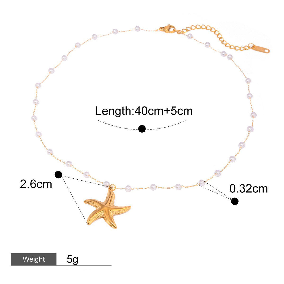 Kaze Starfish Pearl Necklace and Ring Set | 18K Gold Coastal Pearl Jewellery Set Necklace