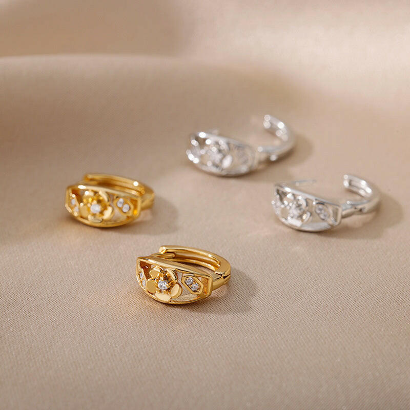Kaze C-Shaped Heart Clip-On Ear Cuff Earrings | Non-Pierced Heart Ear Cuff in Gold &amp; Platinum Style 10